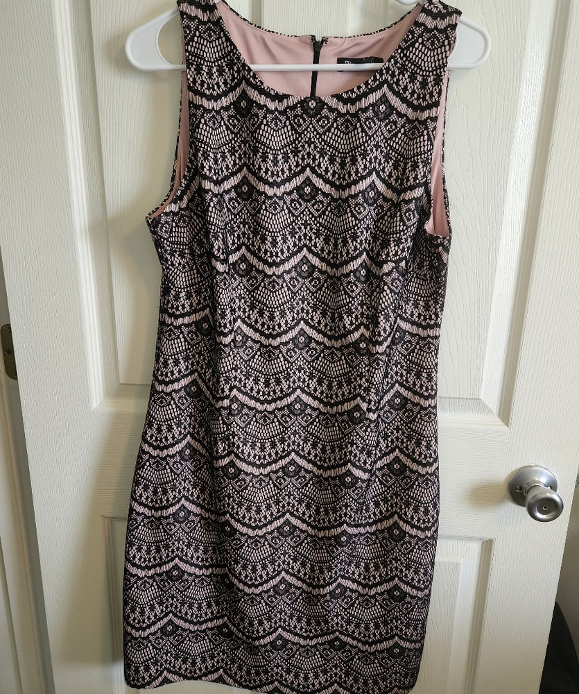 Guess Pink Dress With Black Lace Overlay